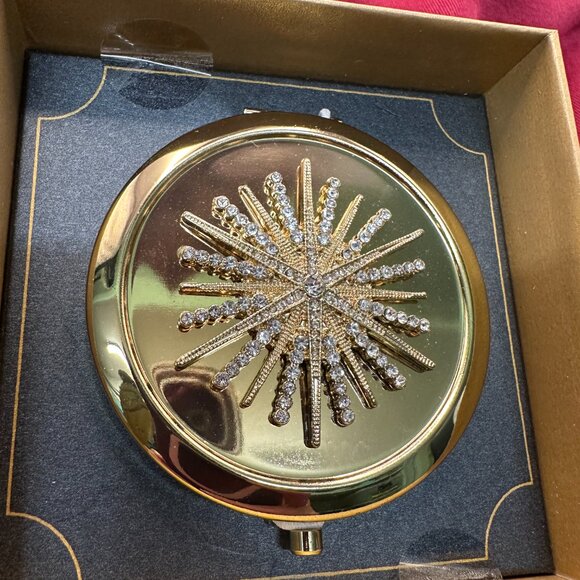 Monet Compact Mirror w/ Jeweled Starburst Design. New in Box - Picture 4 of 11